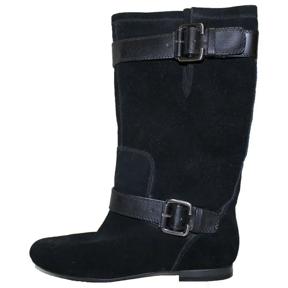 White Mountain Fawn Black Suede Mid-Calf Boots 6 M